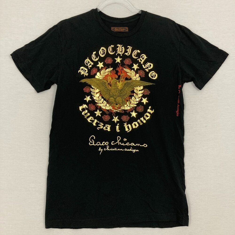 Paco Chicano By Christian Audigier Black Gold Eagle Graphic Tee Small USA Made